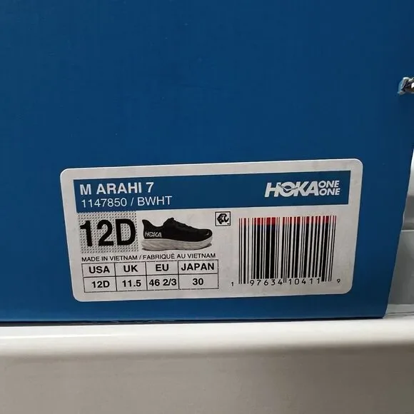 Hoka One One Men’s Size 12 Black/White Running Low Top Sneakers  athletic Shoes - Picture 11 of 11